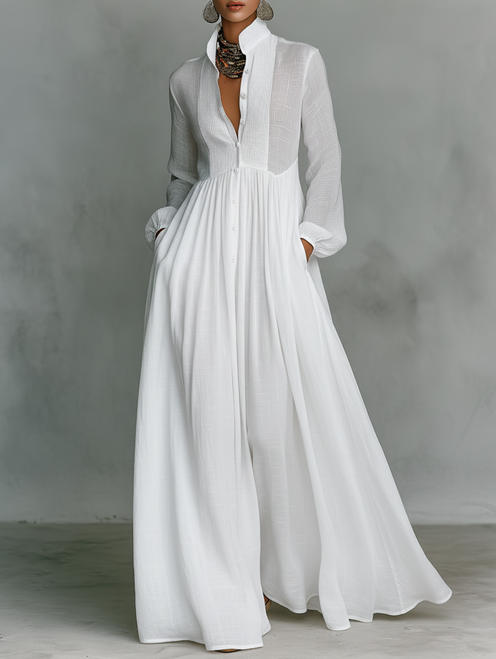 Serena | Vestido Maxi com Botões Frontais Fluídos