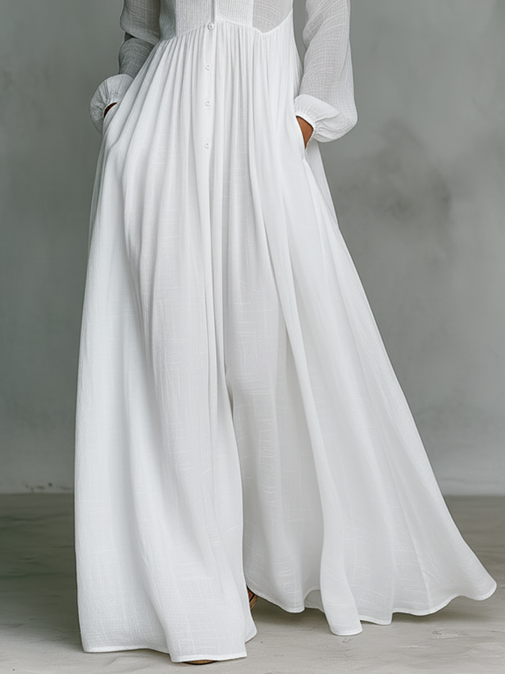 Serena | Vestido Maxi com Botões Frontais Fluídos